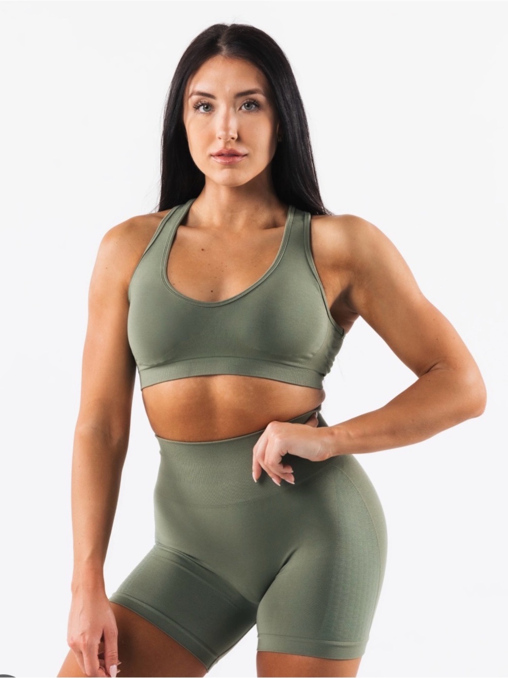 Alphalete Amplify Contour Olive Seamless Shorts